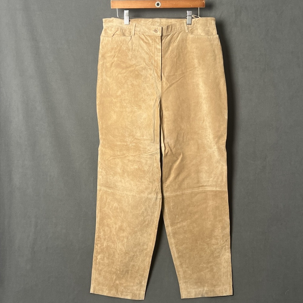 NWT Vtg Pendleton Beige Suede Leather Pants Womens Size 16 High Waist NOS Y2K